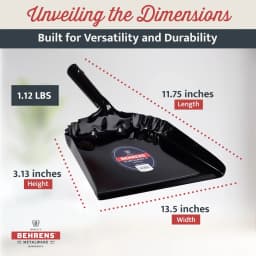 Behrens Portable Rectangular Galvanized Steel Corrugated Dustpan, Black - Thumbnail 4