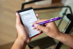 Rocketbook Mini Smart Reusable Spiral Notepad, Blue, Mini Size Eco-friendly Notepad (3.5" x 5.5"), 48 Dot-Grid Pages, Includes 1 Pen and Microfiber - Thumbnail 5