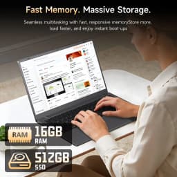 HYYUO Laptop Computer, 14inch FHD Display 16GB RAM 512GB SSD, Intel 6500Y 2 Cores, Windows 11 with Office 2024 - Thumbnail 5