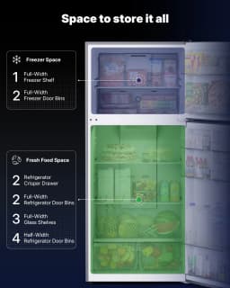 Upstreman 20.2 Cu. Ft. Top Freezer Refrigerator, Stainless Steel Double Door Refrigerator, Garage Ready, Adjustable Thermostat, Reversible Door - Thumbnail 4