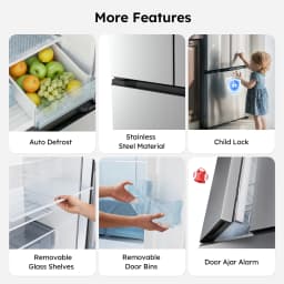 Simzlife 17.5 Cu. ft. French Door Refrigerator Built-in Ice Maker,Counter-Depth Refrigerator with Bottom Freezer,Silver - Thumbnail 3