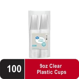 Great Value Disposable Plastic Cups, Clear, 9 oz, 100 Count - Thumbnail 1
