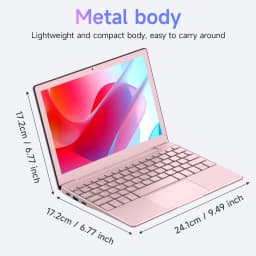 Metal Case Portable Business Mini Laptop Computer Office Travel & Students, Work small Laptop - Pink Laptop - Thumbnail 3