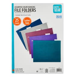 Pen+Gear Hanging File Folders, Letter Size, 1/5 Cut Tabs and Inserts, 25 Count, Assorted Jewel Tone - Thumbnail 1