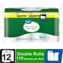 Great Value Ultra Strong Paper Towels, White, 12 Double Rolls, 1320 Sheets - Thumbnail 2