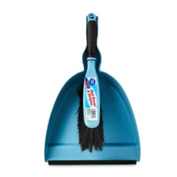 Great Value Plastic Dust Broom and Pan Set, Blue - Thumbnail 1