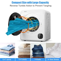 Costway 1700W Portable Clothes Dryer Electric Tumble Laundry Dryer Stainless Steel Tub 13.2 lbs /3.22 Cu.Ft - Thumbnail 3