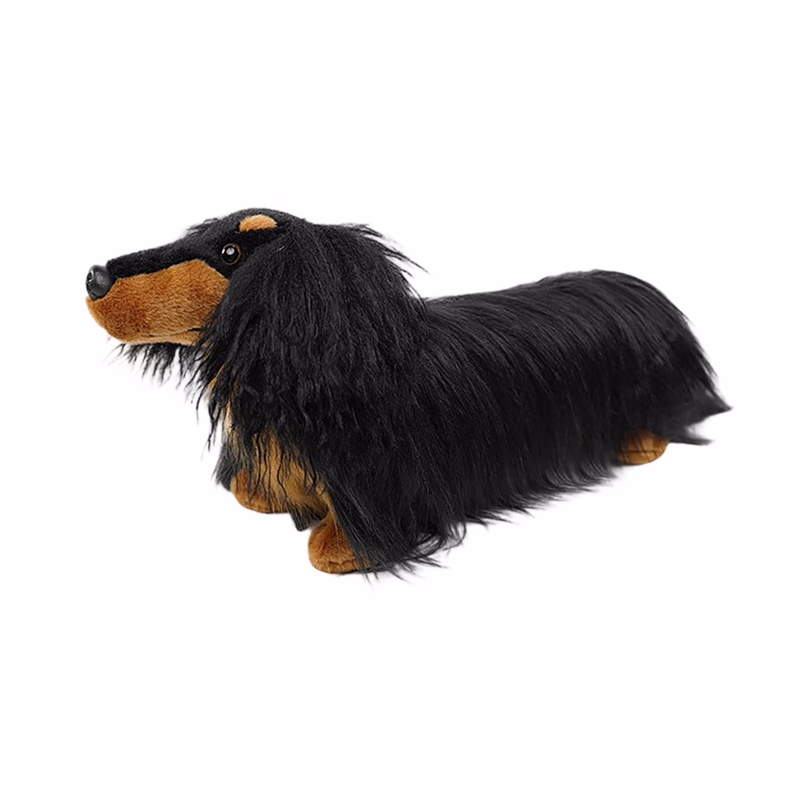 Realistic Dachshund Plush Toy 42cm, Lifelike Long Haired Stuffed Animal Dog with Soft Cuddly , Home Decor Gift for Pet Lovers - Thumbnail 2