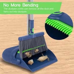 SUGARDAY Broom and Dustpan Combo Set for Home Floors Broom and Dust Pan Combo with Long Handle - Thumbnail 2