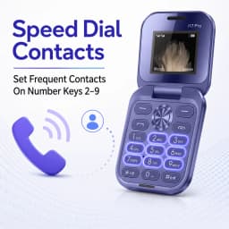 Mini Flip Basic Cell Phone, 2G GSM Unlocked Dual SIM, Large Buttons, 1.77 in Display, FM Radio, Purple - Thumbnail 7