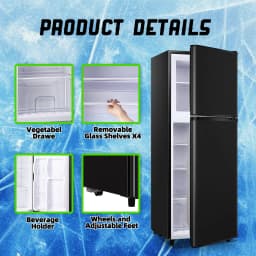 TACOOL 5.0 Cu.ft Double Door Mini Fridge with Top Freezer Compact Refrigerator for Home, Black, New - Thumbnail 7