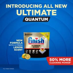 Finish Ultimate Quantum Dishwasher Pods, Dishwasher Detergent Dish Soap, 50% More Cleaning Power, Lemon Scent, 21 Tabs - Thumbnail 2