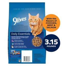 9Lives Daily Essentials Dry Cat Food with Chicken, Beef & Salmon Flavors, 3.15 lb. Bag - Thumbnail 3