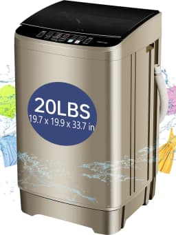 20 lbs Portable Washing Machine, Large Capacity Full Automatic Washing Machine, Compact Laundry Washer for Home Apartment, Coffee Gold - Thumbnail 1