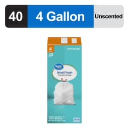 Great Value 4-Gallon Small Drawstring Trash Bags, 40 Bags - Thumbnail 2