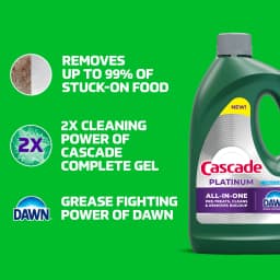 Cascade Platinum Dishwashing Liquid Gel, Lemon, 75oz - Thumbnail 2