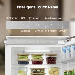 Ca'Lefort 22 Inch Panel Ready Refrigerator,Built-In Refrigerator with Freezer, 3-Zone Cooling,for Home Bars & Kitchen Designs(Panel Not Included) - Thumbnail 4