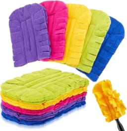 Clnez 12PCS Reusable Duster Refills - Washable Pads for Ceiling Fans, Hardwoods, Windows, Kitchen Floors (Rainbow) - Thumbnail 1