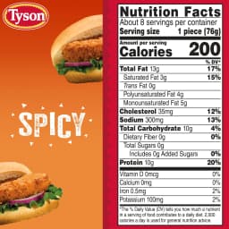 Tyson White Meat Spicy Breaded Chicken Patties, 23 oz (Frozen, Fully Cooked) - Thumbnail 8