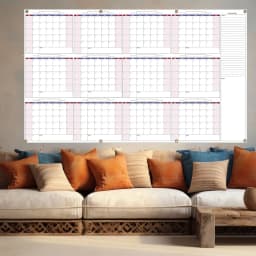 Large Dry Erase Calendar for Wall,Yearly Wall Calendar Dry Erase, 34" x 59", 12-Month Undated Blank Calendar Planner, Reusable Laminated Task - Thumbnail 4