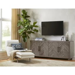 80" Four Door TV Console Entertainment Stand Wood Cabinet Fully Assembled Gray - Thumbnail 11
