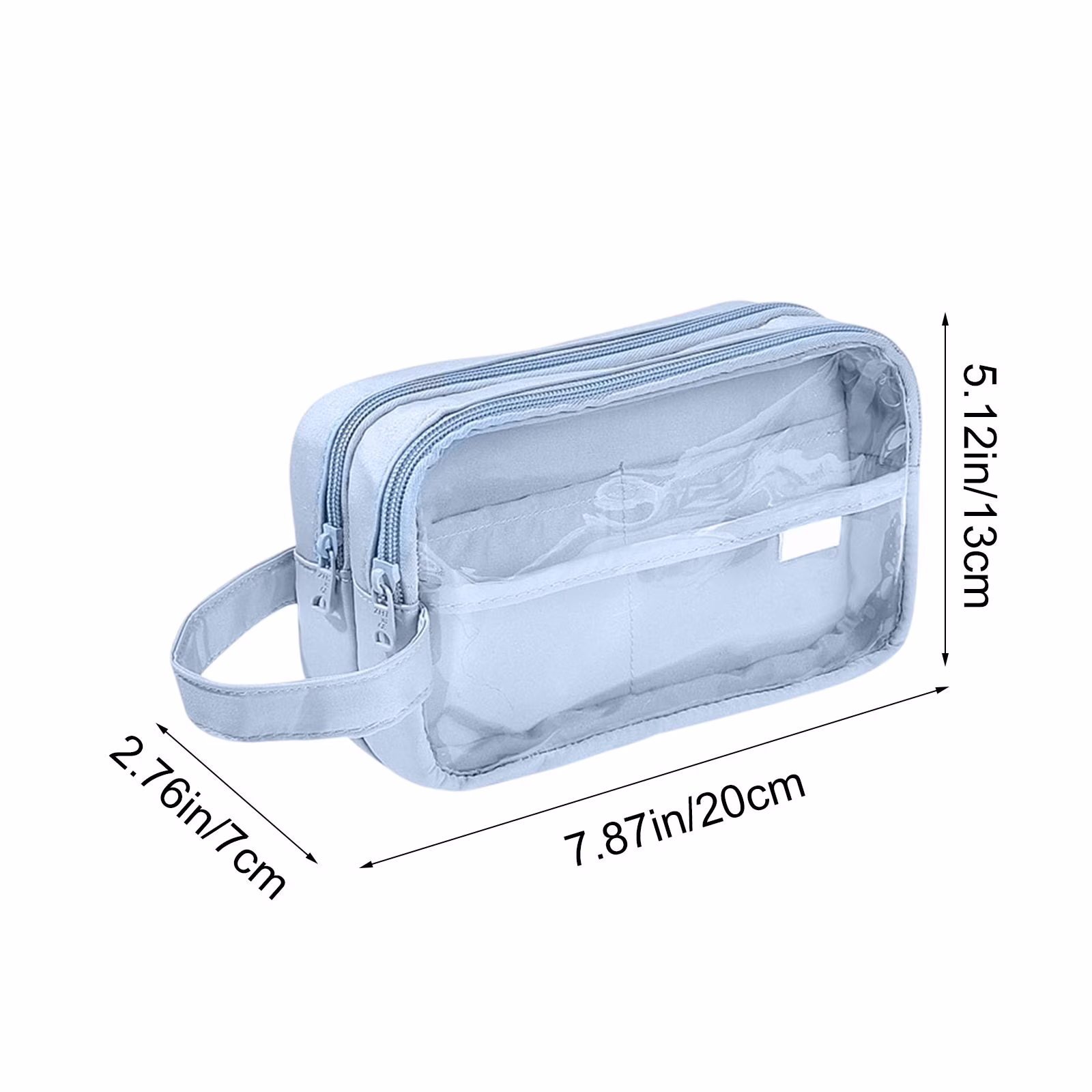 Dmlowu Pencil Pouch, Waterproof Pencil Case with 2 Zippered Compartments, Large Capacity Clear Bag for Office Journal Supplies - Thumbnail 4