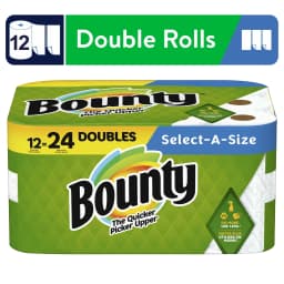 Bounty Select-a-Size Paper Towels, 12 Double Rolls, White - Thumbnail 1
