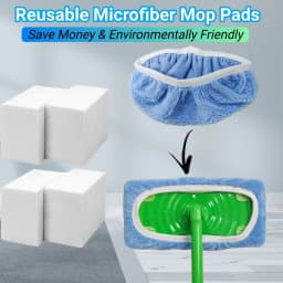 6Pcs Reusable Microfiber Mop Pads Compatible with SwifferSweeper Mop, Wet and Dry Flat mop Cover, Replacement Sweeping Mopping pad Refills - Thumbnail 2