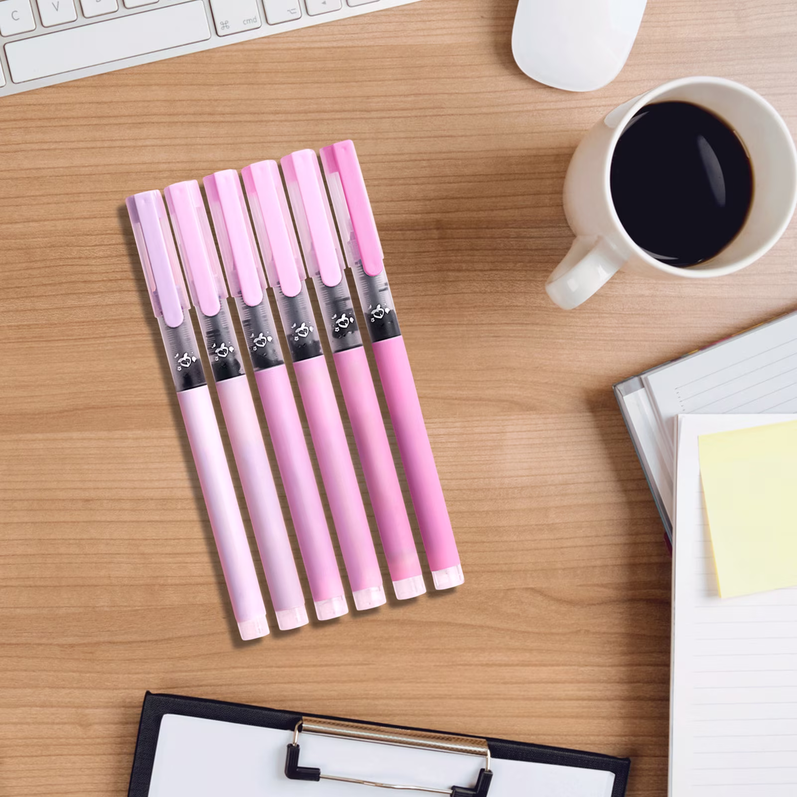 Under 1$ Dollar Straight Liquid Ballpoint Pen Sign Pen, 0.5mm High Capacity Black Ink Water Pen, Fast Drying Exam Writing Pens,Pink - Thumbnail 5