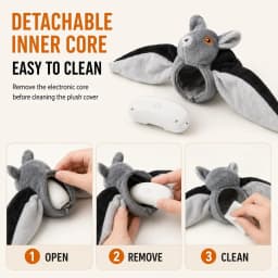 Flying Bat Dog Toy, Flapping Wings Interactive Squeaky Plush for Cats & Dogs, Halloween - Thumbnail 4