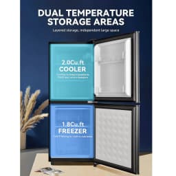 3.8 Cu.Ft Compact Refrigerator Double Door Mini Fridge with 2.3 Cu ft Freezer, Ultra Quiet, Mini Refrigerator for Dorm, Bedroom, Office, Black - Thumbnail 2