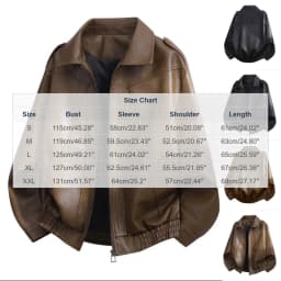 IYTR Men's Faux Leather Jackets Zip‑Up Lapel Collar Long Sleeve Outerwear Vintage Relaxed‑Fit Coats with Elastic Cuffs for Everyday Casual Street,Size:S-XXL - Thumbnail 2