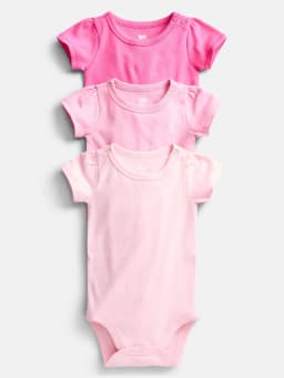 Wonder Nation Baby Girls Short Sleeve Bodysuits, 3-Pack, Sizes 0-24 Months - Thumbnail 1