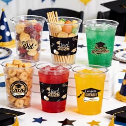 50 Pack Graduation Decorations Class of 2026, 16 Oz Black and Gold Clear Plastic Cups Disposable Party Cups for Drinks 2026 School Grad Party Favors - Thumbnail 3