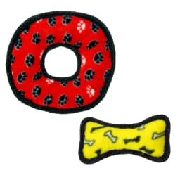 TUFFY Jr Bone Yellow and Ring Red Paw Durable Plush Squeaky Dog Toy, 2 Pack - Thumbnail 2