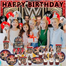 Wrestling Birthday Cups Party Supplies Plates Fans Decorations Cake Topper Decor - Thumbnail 4