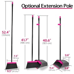 JEHONN Broom with Dustpan Combo Set Long Handle (Rose Red) - Thumbnail 5