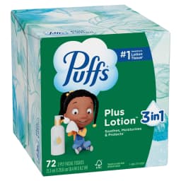 Puffs Plus Lotion Facial Tissue, 1 Mega Cube Box, 72 Tissues Per Box - Thumbnail 13