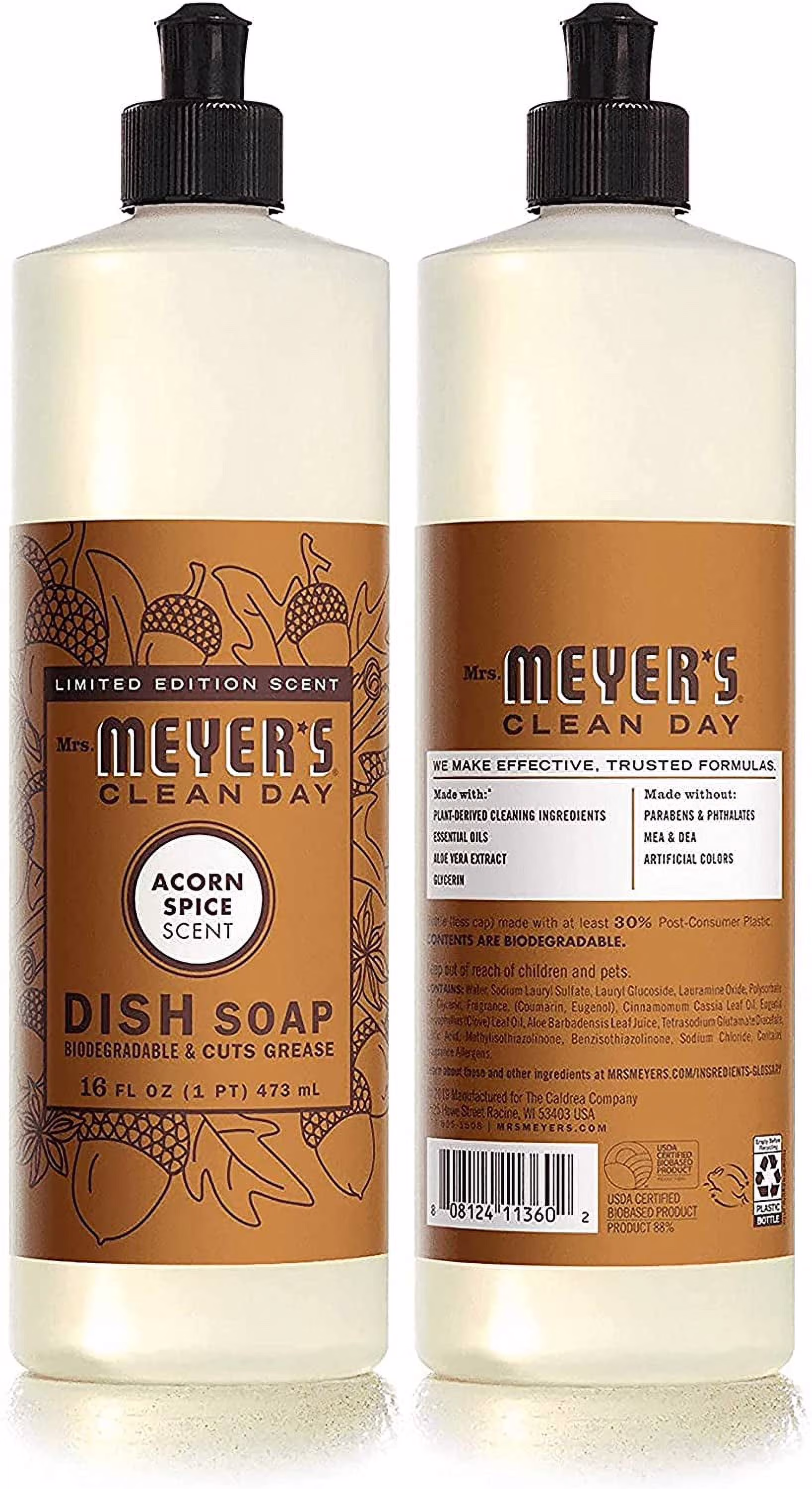 Mrs. Meyer's Clean Day Liquid Dish Soap, Acorn Spice, 16 Fl Oz (Pack of 6) - Thumbnail 4