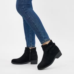 Ecetana Women's Ankle Booties Suede Low Block Heel Casual Short Boots with Side Zipper - Thumbnail 7