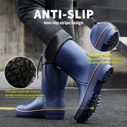 Lcamaw Rain Boots for Men, Waterproof PVC Rubber Boots, Non-Slip Mid-Calf Garden Mud Boots, Comfortable Lightweight Fishing Boots for Yard Farm Hiking Outdoor Work, Size 9 - Thumbnail 4