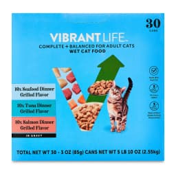 Vibrant Life Variety Pack Grilled Flavor in Gravy Wet Cat Food, 3 oz Cans, 30 Count - Thumbnail 1