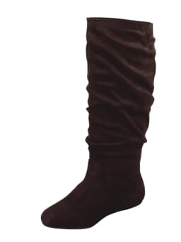 Women's Casual Flat Heel Pull Up Slip On Wide Calf Knee High Mid-Calf Boots Shoes ( Brown, 7.5) - Thumbnail 4