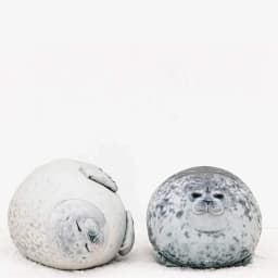 Chubby Blob Seal Plush Pillow, Cute Stuffed Animal Seal Plushie Toy, Cotton Plushy Ocean Gray 16 Inch - Thumbnail 5
