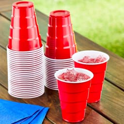 Great Value Disposable Plastic Party Cups, Red, 9 oz, 50 Count - Thumbnail 3