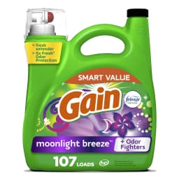Gain Laundry Detergent Liquid with Odor Fighters, Moonlight Breeze Scent, 154 fl oz, 107 Loads - Thumbnail 2