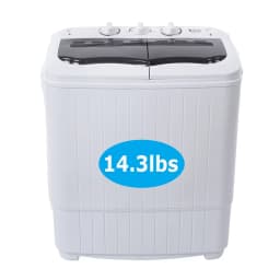 Compact Portable Washing Machine,Mini Compact Twin Tub with Built-in Drain Pump Washer 14.3Lbs Semi-automatic Spinner - Thumbnail 1