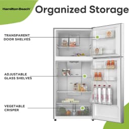 Hamilton Beach, 18 Cu. Ft. Top Mount Refrigerator, Frost Free, Platinum - Thumbnail 3