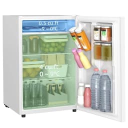 Resenkos 4.5 Cu.Ft Mini Fridge, Single Door Refrigerator with Freezer, Wheels, Adjustable Thermostat, Reversible Door, White - Thumbnail 2