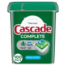 Cascade Complete Dishwasher Pods, Action Pacs Dishwasher Detergent Tabs, Fresh, 100 Count - Thumbnail 2